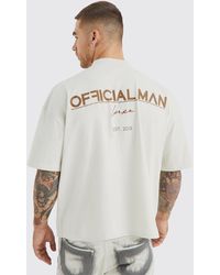 BoohooMAN - Kastiges Oversize T-Shirt mit Luxe-Stickerei - Lyst