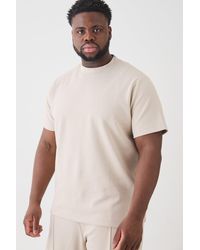 BoohooMAN - Plus Slim Fit Extedned Neck Heavy Interlock T-shirt - Lyst