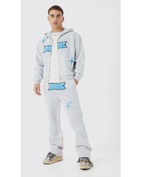 Boohoo - Oversized Boxy Zip Through Puff Print Gusset Tracksuit - Lyst