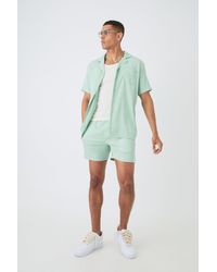 Boohoo - Oversized Short Sleeve Satin Shirt & Short Set - Lyst