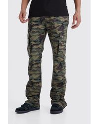 BoohooMAN - Tall Slim Stacked Zip Gusset Cargo Camo Ripstop Trouser - Lyst