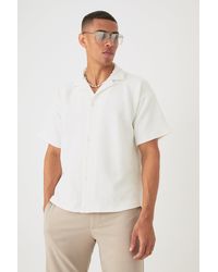 BoohooMAN - Boxy Twill Revere Collar Shirt In White - Lyst