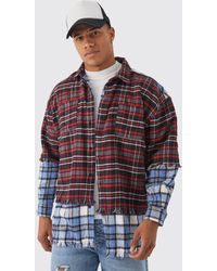 BoohooMAN - Oversized Faux Layered Check Shirt - Lyst