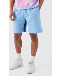 Boohoo - Relaxed Blue Raw Applique Shorts - Lyst