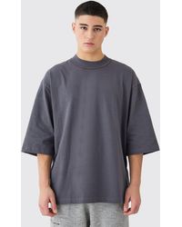BoohooMAN - Oversized Half Sleeve Heavy Layed On Neck Carded T-shirt - Lyst