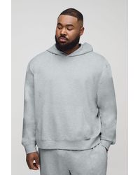 BoohooMAN - Plus Lightweight Loopback Boxy Oversized Fit Basic Hoodie - Lyst