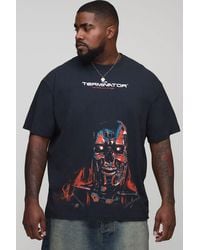 BoohooMAN - Plus Oversized Terminator License Print Washed T-Shirt - Lyst