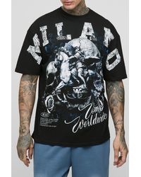 BoohooMAN - Tall Oversized Milano Renaissance Skull Over The Seam Print T-Shirt - Lyst