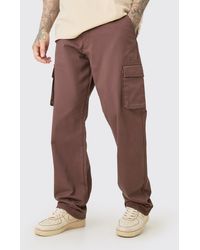 BoohooMAN - Tall Fixed Waist Twill Relaxed Fit Cargo Pants - Lyst