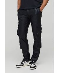 BoohooMAN - Fixed Waist Pu Skinny Stacked Flare Pants - Lyst