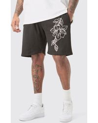 BoohooMAN - Plus Loose Fit Line Drawing Jersey Shorts - Lyst