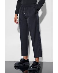BoohooMAN - Drawcord Cropped Slim Fit Tailored Trousers - Lyst