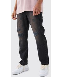 BoohooMAN - Relaxed Rigid Ripped Knee Carpenter Jeans In Washed Black - Lyst