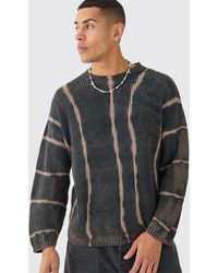 Boohoo - Oversized Boxy Stone Wash Sweater In Charcoal - Lyst