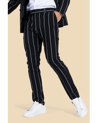 BoohooMAN Skinny Pinstripe Suit Pants - Black