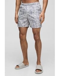 BoohooMAN - Pattern Printed Mid Length Swim Trunks - Lyst