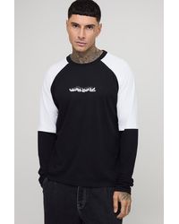 Boohoo - Tall Oversized Boxy Faux Layer Embroidered Graphic Raglan T-Shirt - Lyst
