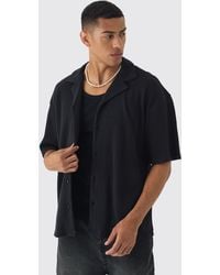 BoohooMAN - Oversized Revere Waffle Shirt - Lyst