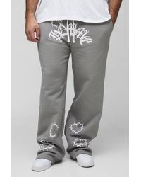 BoohooMAN - Plus lockere Jogginghose mit doppeltem Bund und Herz-Print - Lyst