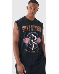 BoohooMAN - Oversized Guns N Roses License vest - Lyst