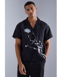 BoohooMAN - Short Sleeve Floral Embroidered Boxy Shirt - Lyst