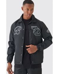 BoohooMAN - Varsity Badge Collared Coach Jacket - Lyst