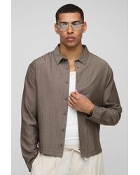 Boohoo - Regular Fit Crinkle Cotton Long Sleeve Shirt - Lyst
