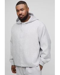 Boohoo - Plus Oversized Boucle Hooded Button Up Overshirt - Lyst