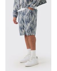 BoohooMAN - Plus Relaxed Fit Fabric Interest Denim Shorts - Lyst