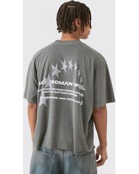 Boohoo - Oversized Boxy Raw Hem Star Print Washed T-shirt - Lyst