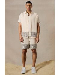 BoohooMAN - Oversized Soft Twill Printed Hem Shirt And Short - Lyst