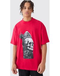 BoohooMAN - Oversized Extended Neck Skull T-shirt - Lyst