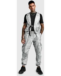 BoohooMAN Reflective Bungee Pocket Cargo & Utility Tank - Gray