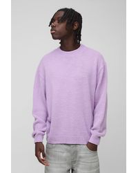 BoohooMAN - Oversized Boxy Brushed Knitted Sweater - Lyst