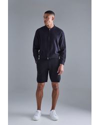 BoohooMAN - Knitted Sweater Short Tracksuit - Lyst