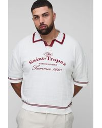 BoohooMAN - Plus kastiges Saint Tropez Poloshirt mit V-Ausschnitt - Lyst