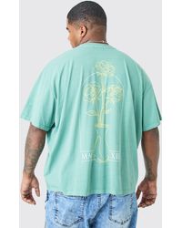 BoohooMAN - Plus Oversized Overdyed Floral Stencil Graphic T-shirt - Lyst