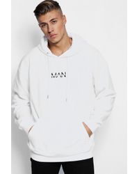 BoohooMAN Original Man Hoodie Mit Print - White