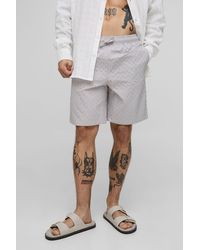 BoohooMAN - Long Length Textured Swim Trunks - Lyst
