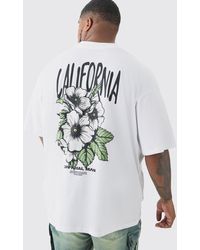Boohoo - Plus Oversized California Back Print Floral T-shirt In White - Lyst