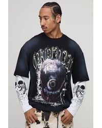 BoohooMAN - Oversized Boxy Ofclman Graphic Faux Layer Washed T-Shirt - Lyst