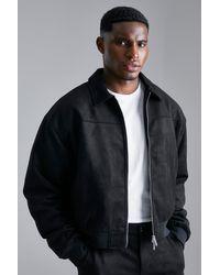 BoohooMAN - Faux Suede Boxy Collared Bomber - Lyst