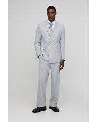 BoohooMAN - Oversized Pinstripe Double Breasted Suit Jacket - Lyst
