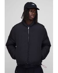 BoohooMAN - Boxy Fit Mono Padded Bomber Neck Puffer Jacket - Lyst