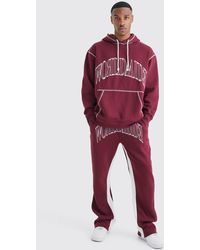 Boohoo - Oversized Worldwide Contrast Stitch Hooded Gusset Tracksuit - Lyst