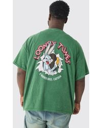 BoohooMAN - Plus Oversized Looney Tunes License Back Print Washed T-Shirt - Lyst