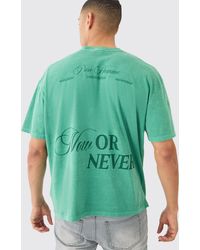 BoohooMAN - Oversized Now Or Never Washed T-shirt - Lyst