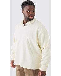BoohooMAN - Plus Oversized Revere Neck Rugby Polo - Lyst