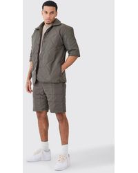 BoohooMAN - Quilted Square Shirt And Short Set - Lyst