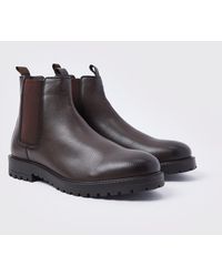 BoohooMAN - Faux Leather Chelsea Boots - Lyst